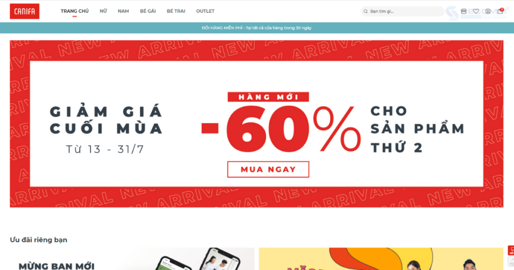 Top 10 website thương mại điện tử thời trang tại Việt Nam - Canifa