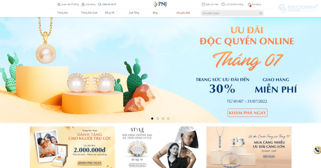 Top 10 website thương mại điện tử thời trang tại Việt Nam - PNJ